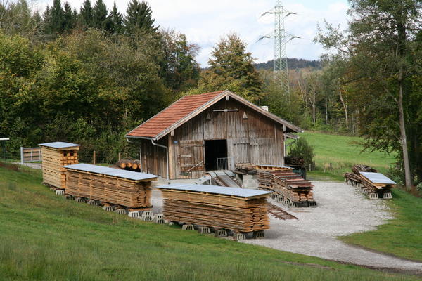 Sägewerk  aus Schönegg mit Holzplatz und Gleisanlage
