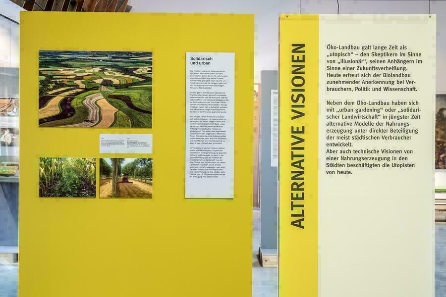 Fotorundgang durch die Sonderausstellung "Utopie Landwirtschaft". Detailansicht des Ausstellungsbereiches "Alternative Visionen".